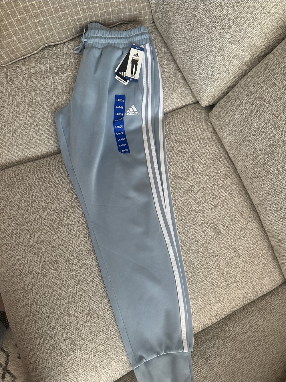 Adidas  grey Three-Stripe Track Pants